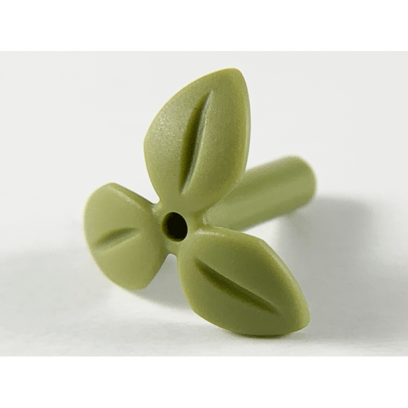 Plant Stengel met staaf, 3 bladeren en pin gat Olive Green